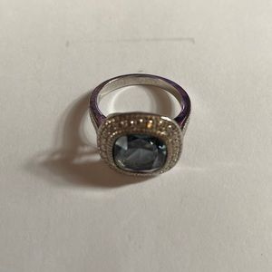 Blue topaz silver plated costume jewelry ring size 7